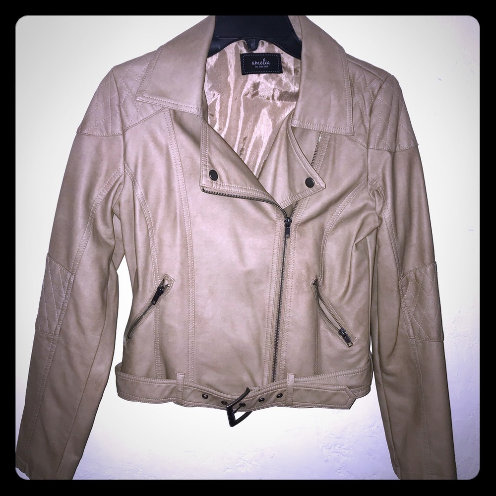Beige Leather Jacket